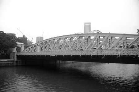 One Fullerton, Singapore - April 14, 2013: Anderson Bridge that become one of the oldest bridge in Singapore.のeditorial素材
