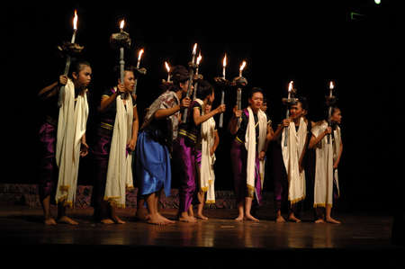 Bandung, Indonesia - July 16, 2007: Sangkuriang theatrical show that performed on Dago Tea House Theatre Bandung, West Java-Indonesia.のeditorial素材