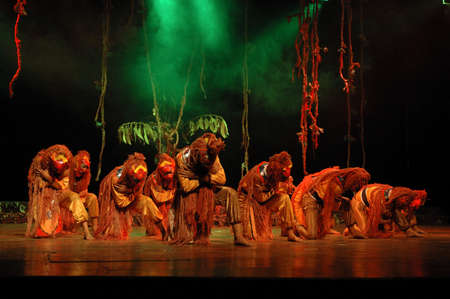 Bandung, Indonesia - July 16, 2007: Sangkuriang theatrical show that performed on Dago Tea House Theatre Bandung, West Java-Indonesia.のeditorial素材