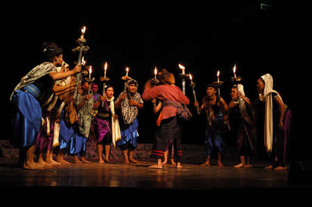 Bandung, Indonesia - July 16, 2007: Sangkuriang theatrical show that performed on Dago Tea House Theatre Bandung, West Java-Indonesia.のeditorial素材
