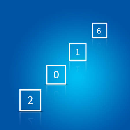 Happy New Year 2016 Concept, Letters in White Squares Background.
