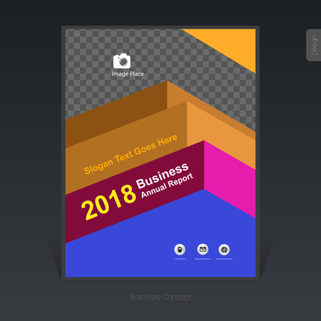 Geometric boxes, colorful business brochure template, cover design vector Illustrationのイラスト素材