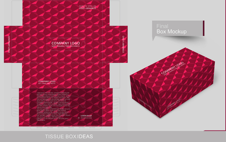 Abstract seamless red pattern tissue box. Tissue box template concept, template for Business Purpose, Place your text and ready to go for print.のイラスト素材