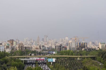 Tehran, IRAN - April 9, 2018 Tehran skyline in spring season, modern architectural buildings.のeditorial素材