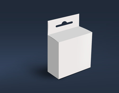 3D white box with hanger on ground, Mock up template ready for your designの写真素材