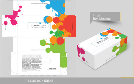 Abstract color splashes tissue box concept, template for business purpose, place your text and Logos and ready to go for print.のイラスト素材