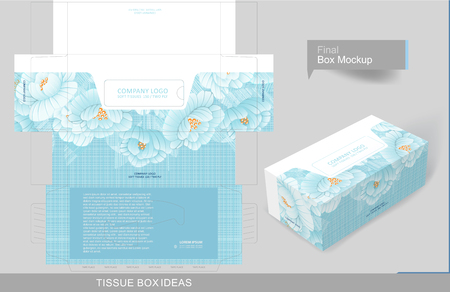 Floral pattern on tissue box, template for business purpose. Place your text and logos and ready to go for printのイラスト素材