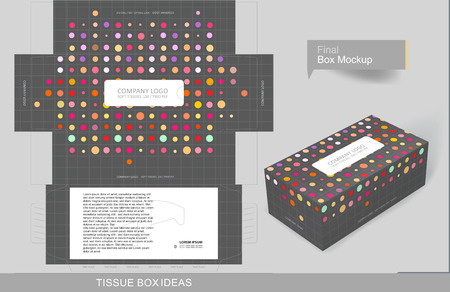 Colorful dots tissue box concept, template for business purpose, place your text and Logos and ready to go for printのイラスト素材