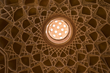 Ceiling pattern in borujerdi house, kashan, isfahan province, Iran, UNESCO world heritage siteのeditorial素材