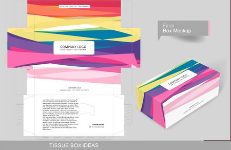 Creative abstract colorful patches tissue box concept, template for business purpose, place your text and logos and ready to go for printのイラスト素材