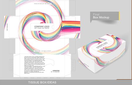 Creative abstract colorful patches tissue box concept, template for business purpose, place your text and logos and ready to go for printのイラスト素材