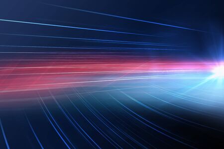 Digital abstract technology background with light rays and sun flare