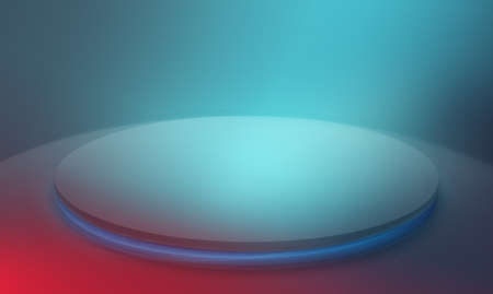 Modern 3d studio space with big round stage at center, 3d illustrationの写真素材