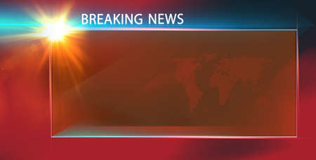 Breaking news concept with empty frame for texts, expanding line shows global connectivity.  3d illustrationの写真素材