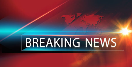 Breaking news concept with world map at backgroundの写真素材