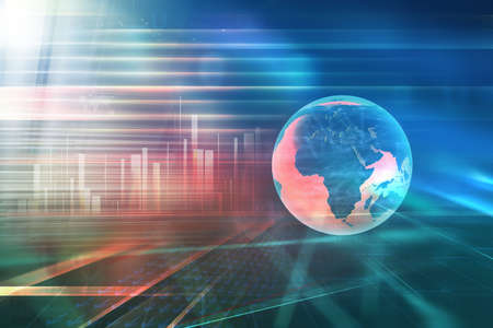 Global network and internet connectivity-business concept. Science and technology background, 3d illustrationの写真素材