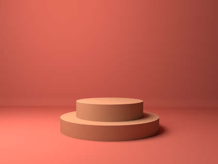 3D round podium, exhibition pedestal background. 3d illustrationの写真素材