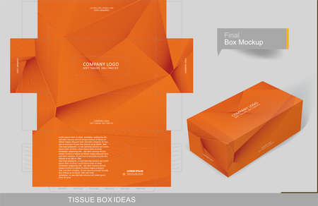 Blend lines pattern tissue box, template for business purpose. Place your text and logo and ready to go for printのイラスト素材