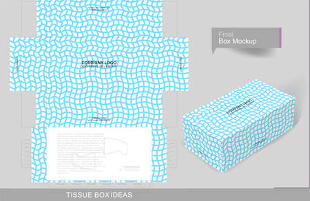 Wavy lines tissue box, template for business purpose. Place your text and logo and ready to go for printのイラスト素材