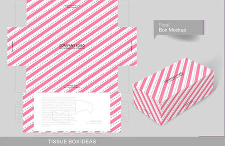 Wavy lines tissue box, template for business purpose. Place your text and logo and ready to go for printのイラスト素材