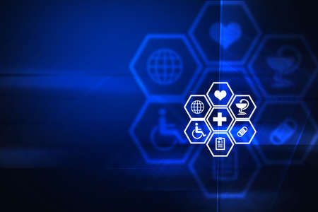 Medical abstract background, hexagonal shape with health symbols. suitable for health care and...