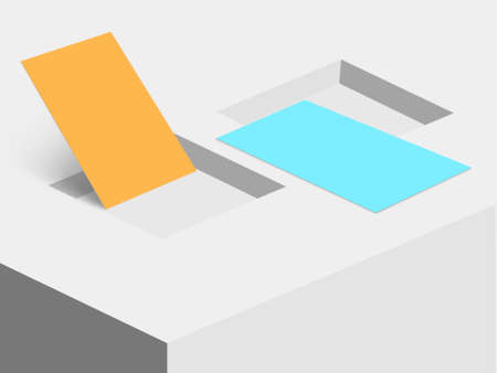 Business visit card on table, editable mock-up series ready for your design. Cards selection path included.の写真素材