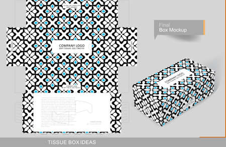 Black flower with emerald tissue box, template for business purpose. Place your text and logo and ready to go for printのイラスト素材