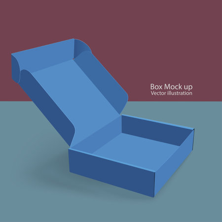 3D box mockup on red background, mockup template -vector illustrationのイラスト素材