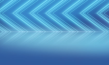 Abstract design with neon light in blue theme backgroundの写真素材