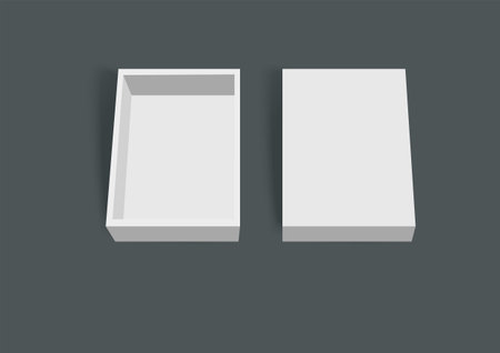 Opened horizontal white box mockup on a gray background, mock up template ready for your design and...