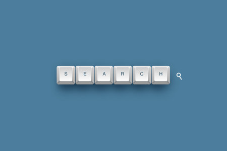 Search text on a 3d keyboard button with shadow, 3d illustrationの写真素材