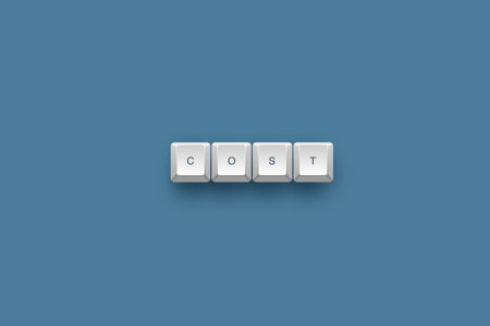Cost text on a 3d keyboard button with shadow, 3d illustrationの写真素材