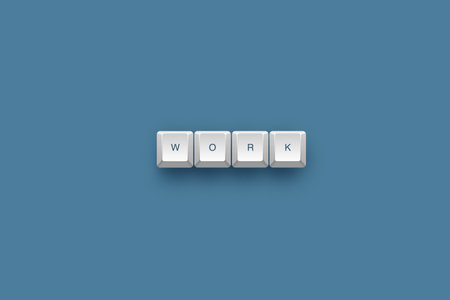 Work text on a 3d keyboard button with shadow, 3d illustration