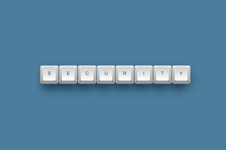Security text on a 3d keyboard button with shadow, 3d illustration
