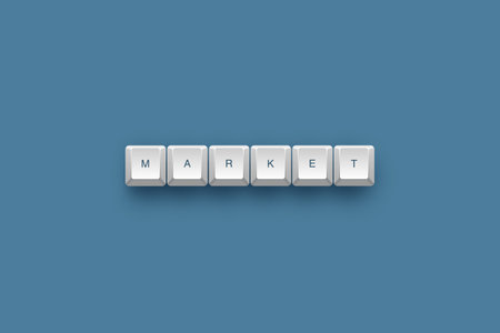 Market text on a 3d keyboard button with shadow, 3d Illustrationの写真素材