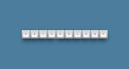 Psychology text on a 3d keyboard button with shadow, 3d illustration