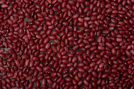 Red beans close up texture pattern background, top viewpointの写真素材