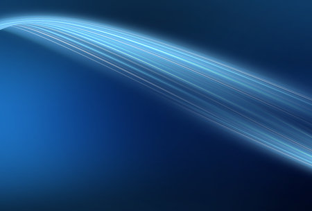 Abstract blue background with light effect curves to depthの写真素材
