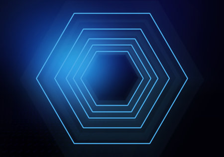 Abstract neon hexagon background, 3d illustration