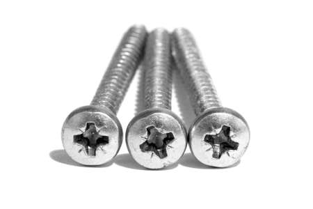 Silver screws isolatedの写真素材