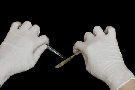 Scalpel and tweezerの写真素材