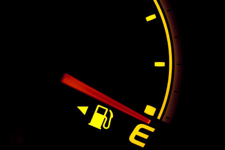 Fuel gauge showing and empty tankの写真素材