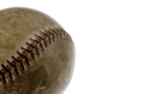 This is a photo of a used baseball on white backgroundの写真素材