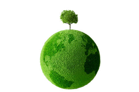 Planet with tree and grassの写真素材