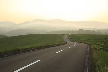 sunset roadの写真素材