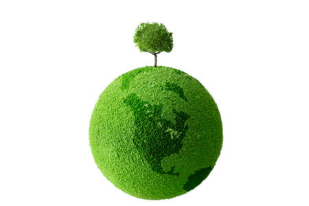 Planet with tree and grassの写真素材