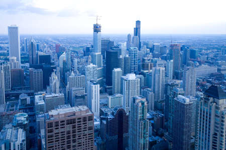 Chicago at nightの写真素材