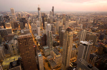 Chicago at nightの写真素材