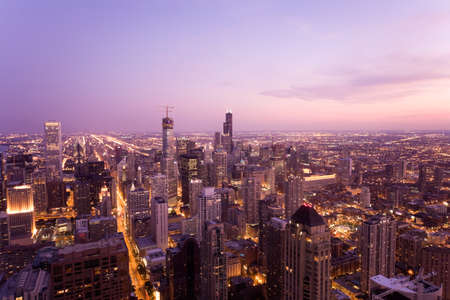 Chicago at nightの写真素材
