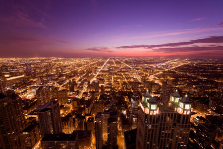 Chicago at nightの写真素材